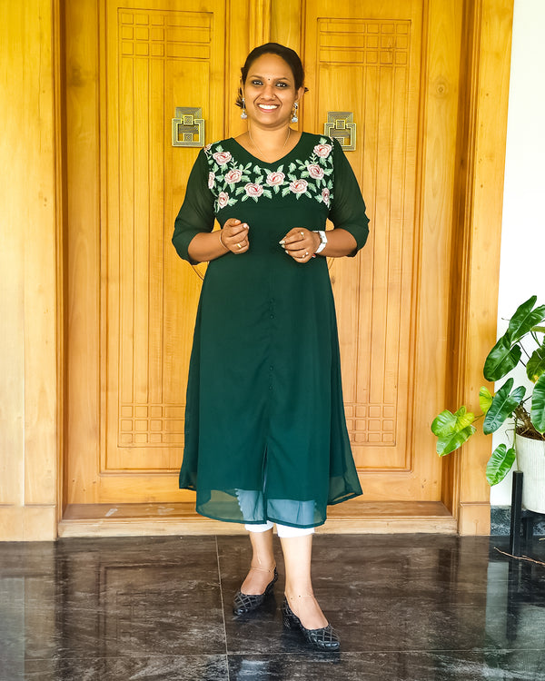 Green Georgette With Embroidery, Women Fashions