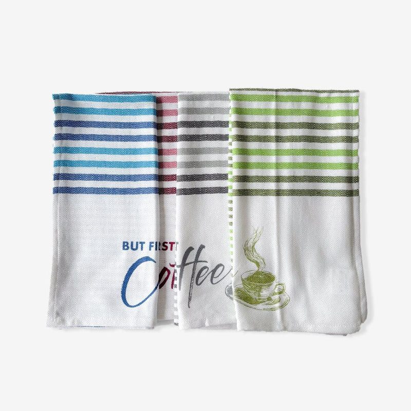 ROYAL HAIL Woven Stripe Kitchen Towel Cotton for Home, Soft & Highly Absorbent Towel for Kitchen, 18 x 28 inch - Set of 4