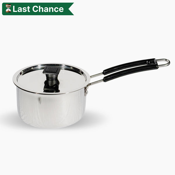 Stainless Steel Plain Saucepan with Black Handle | Heat Proof Handle (Induction Base)