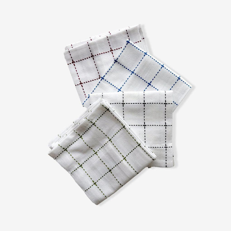 ROYAL HAIL Dotted Grid Kitchen Towel Cotton for Home, Soft & Highly Absorbent Towel for Kitchen, 18 x 28 inch - Set of 4