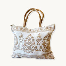 ROYAL HAIL Ivory Leaf Tote Bag for Women Washable Shoulder Bag with Inner Pocket for Go-to Everyday Bag for Travel and Shopping Grocery