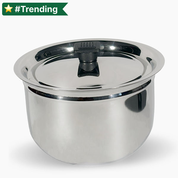 Stainless Steel Kitchen Serving & Cooking Bowl - Ring Handi with Lid Induction Friendly