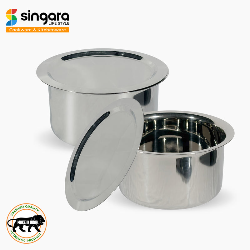 Stainless Steel Induction Friendly Flat Bottom Tope With Lid