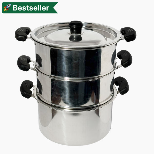 Stainless Steel Steamer with Lid | Pasta Steamer Momo/Modak Maker | Vegetable Steamer | Rice Steamer (22 cm)