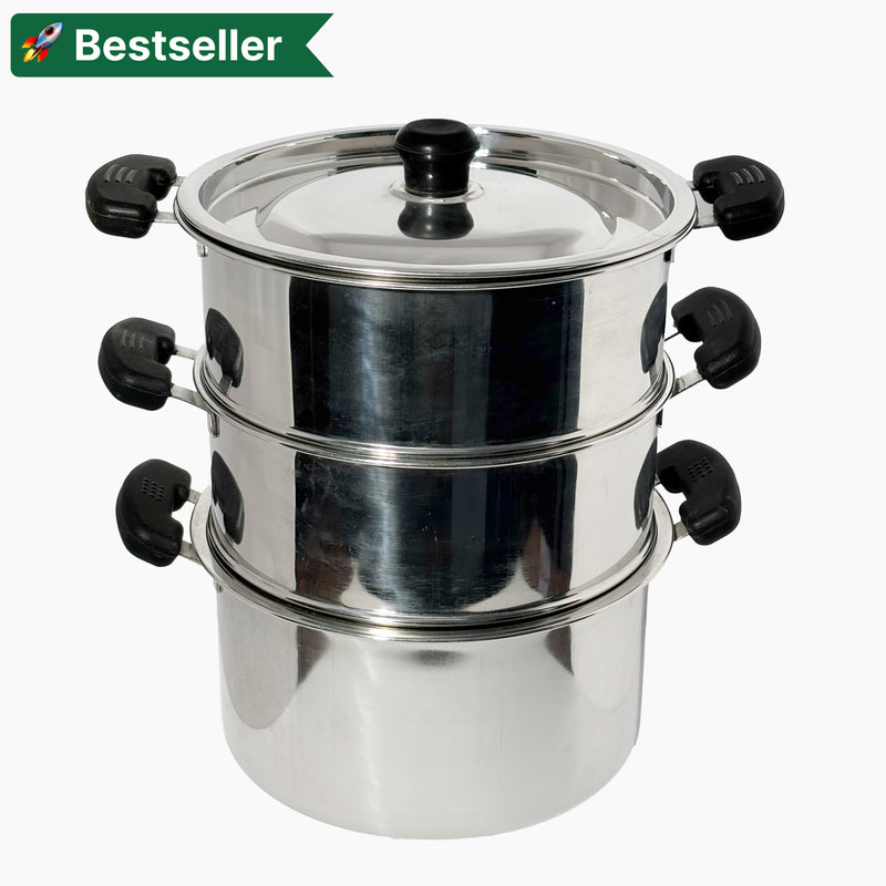 Stainless Steel Steamer with Lid | Pasta Steamer Momo/Modak Maker | Vegetable Steamer | Rice Steamer (22 cm)
