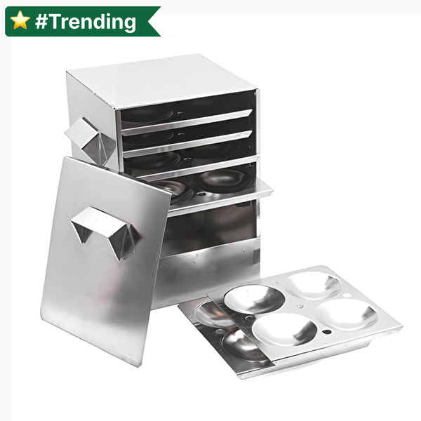 Stainless Steel Idly cooker - 6 plates for HOME USE, Idli Steamer Set , Gas stove and Induction Stove Compatible Cookware