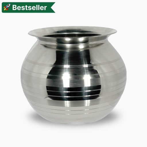 Stainless Steel Silver Touch Gundu Kalam | Rice Maker, Cooking Vessel (Gas Stove Friendly)
