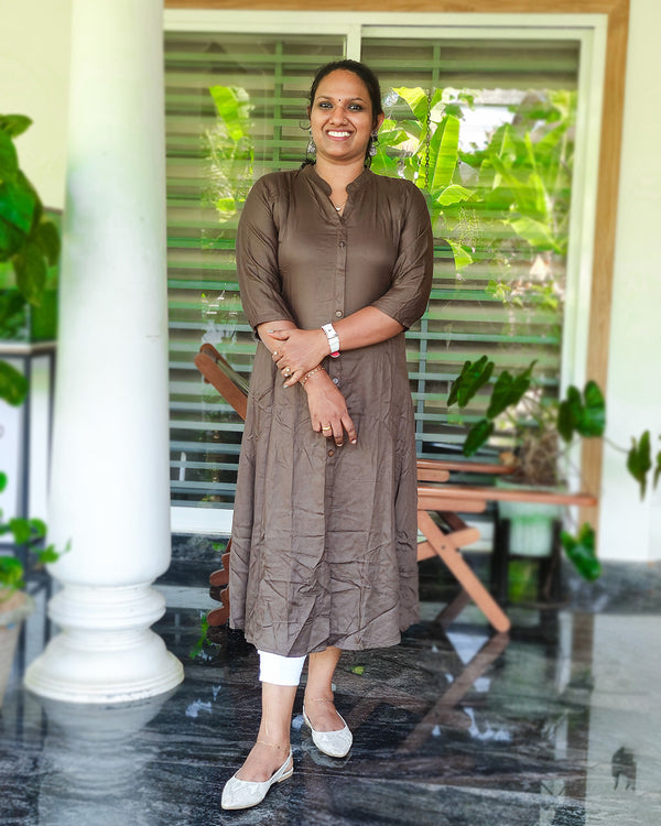 Chinese Collar Rayon Dark Green Kurti, Women Fashions