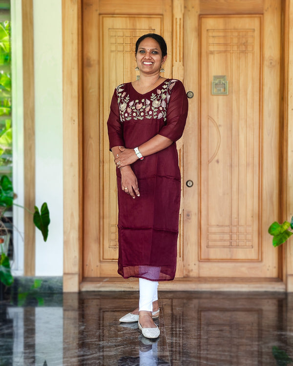 Net Kotta with Embroidery Kurti, Women Fashions