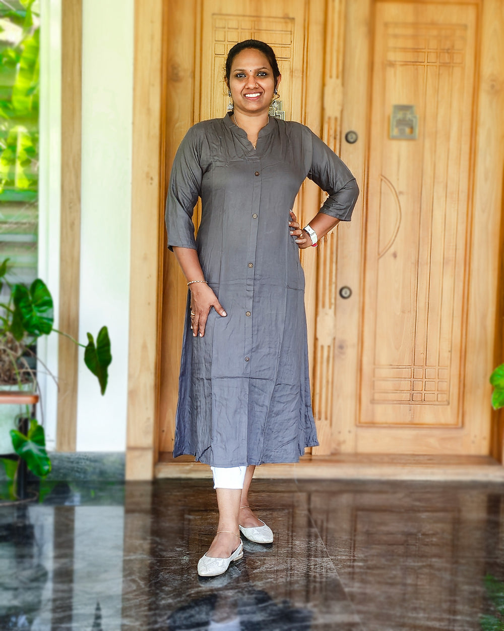 Chinese Collar Rayon Gray Kurti, Women Fashions – xedbex
