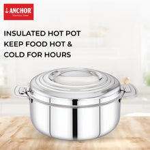 Double Wall Insulated Stainless Steel Casserole | Silver Hot Pot/Chapati Box/Hot Case for Roti, Rice, Gravy/Hot Boxes for Kitchen with Steel Lid/Twist Lock