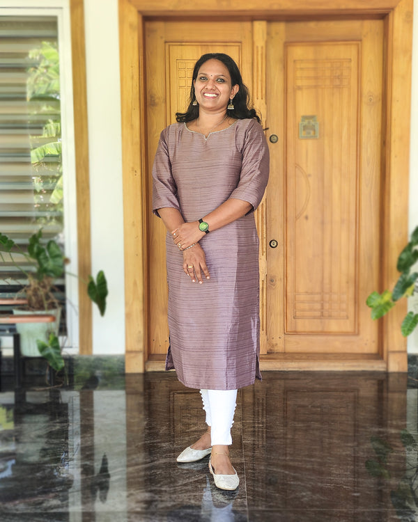 Khadi Silk Light Lavender Kurti, Women Fashions
