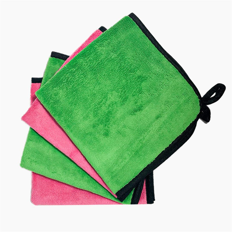 Micro fiber 500 GSM 40*40  Cloth for Car Cleaning and Detailing - Dual Sided, Extra Thick Plush   Towels Lint-Free Assorted  Set of 4