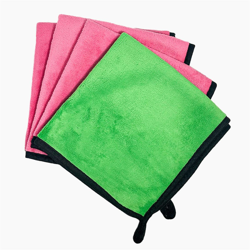 Micro fiber 500 GSM 40*40  Cloth for Car Cleaning and Detailing - Dual Sided, Extra Thick Plush   Towels Lint-Free Assorted  Set of 4