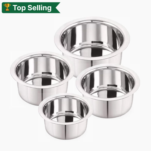 Stainless Steel Cut Tope Set of 4 (Induction and Gas compatible)