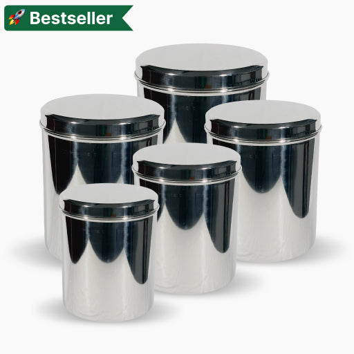 Deep Dabba Airtight Steel Containers Set of 5 | Food safe, Container for Storage