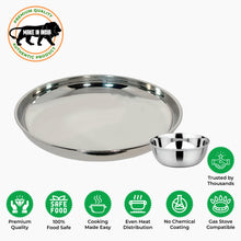 Stainless Steel Round Beading Thali / Plate (Big) and Mukta Vati (Set of 2) for Home/Restaurant