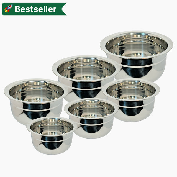 Stainless Steel Mysore Chatty Set of 6 | Storage & Serving Bowl