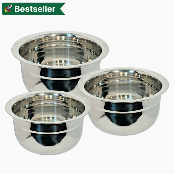 Stainless Steel Mysore Chatty Set | Storage & Serving Bowl