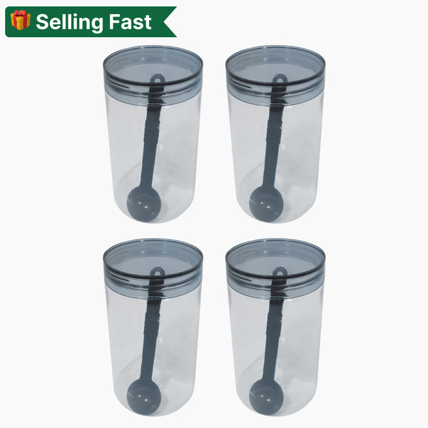 Plastic Airtight Containers - Black (Set of 4)