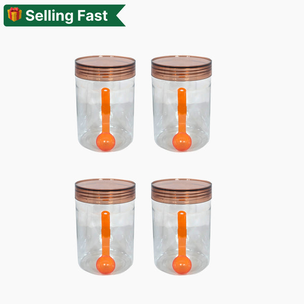 Plastic Airtight Containers (Set of 4)- Brown