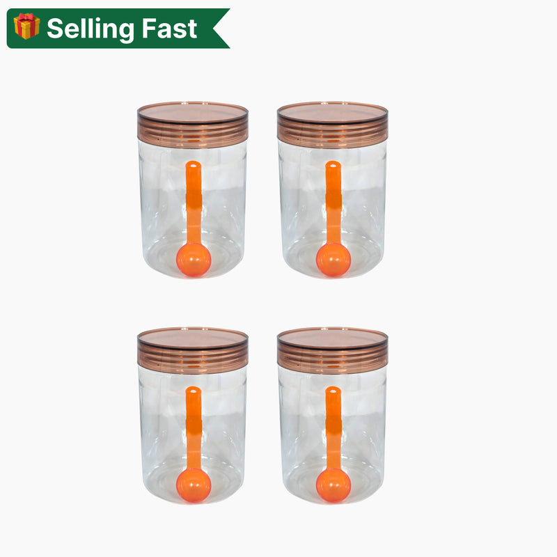 Plastic Airtight Containers (Set of 4)- Brown