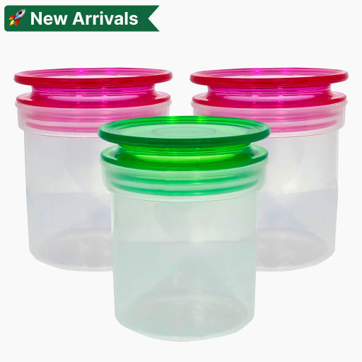 Plastic Airtight Canister Set – 3 Pcs | Pink & Green | Durable & Stackable
