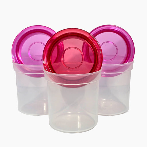 Plastic Airtight Canister Set – 3 Pcs | Pink & Red | Durable & Stackable