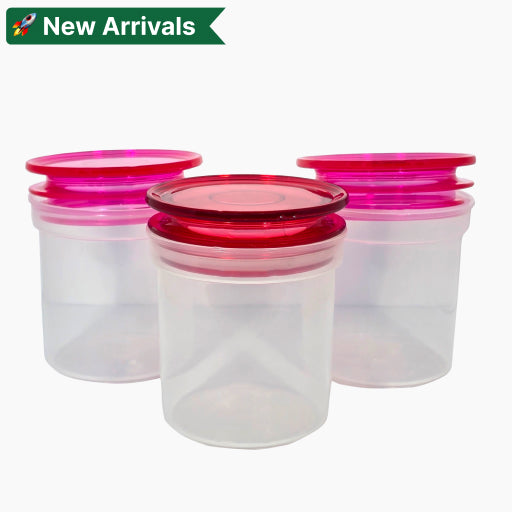 Plastic Airtight Canister Set – 3 Pcs | Pink & Red | Durable & Stackable