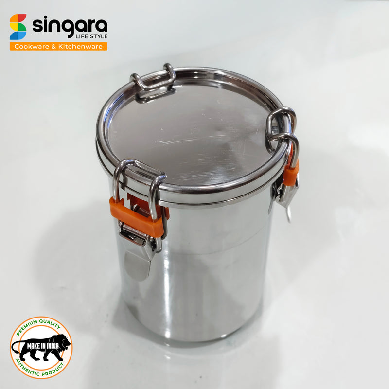 Stainless Steel Leak Proof Dabba, Airtight | 3-Side Lock