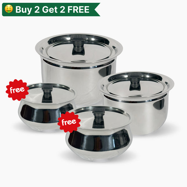 Serving Bowl Ring Handi 3.5 L & 2.2 L Free with Raj Handi 750 ml & 1.5 L