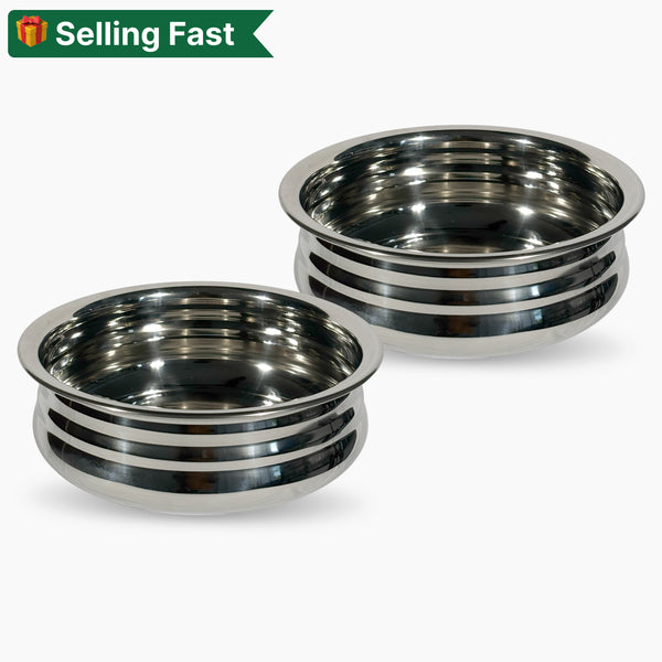 Stainless Steel Uruli Set | Kerala Style Uruli (Stove Friendly)