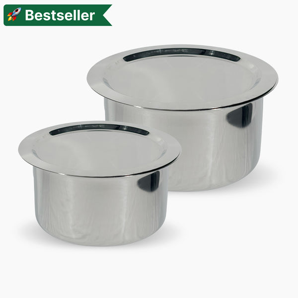 Stainless Steel Induction Friendly Flat Bottom Tope With Lid Set
