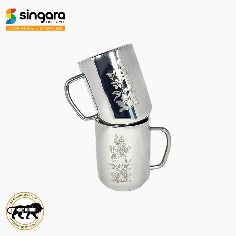 Stainless Steel Swiss Coffee Mug Set of 2 - for Tea/Coffee Serving Mug