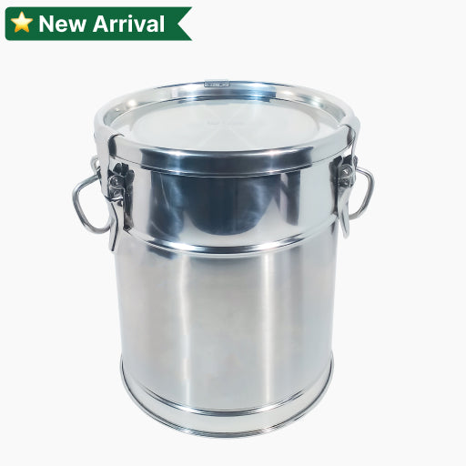 Stainless Steel Pawali With Handle | Drum/Storage Container For Atta/Rice/Grains