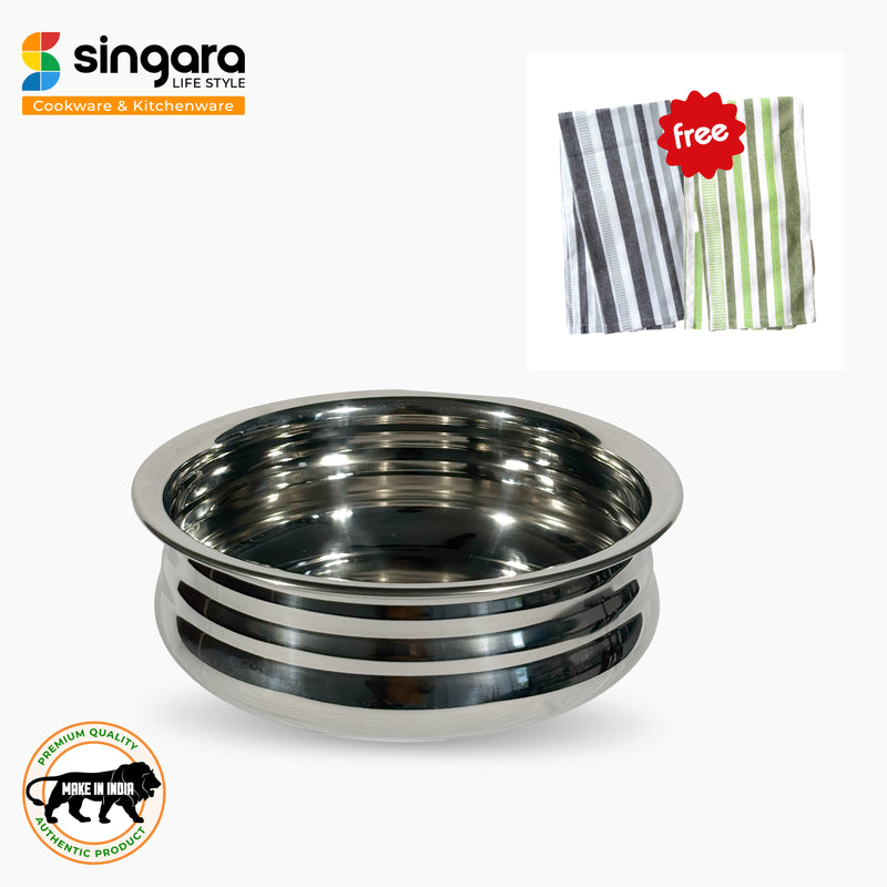 Stainless Steel Uruli 2L with Tea Towel (2 pcs)