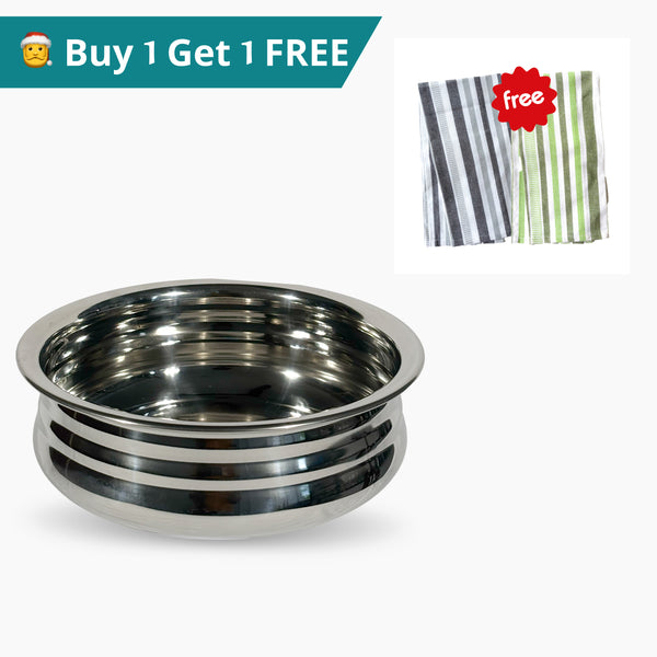 Stainless Steel Uruli 2L with Tea Towel (2 pcs)