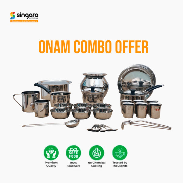 Onam Special Stainless Steel Kitchen Set – 25-Piece Cookware Combo ₹4299