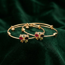 Expandable Gold-Plated Multi-Color Butterfly Bangle