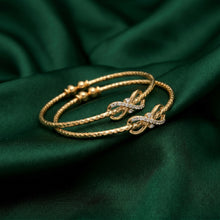 Adjustable Gold-Plated CZ Infinity Knot Bangle