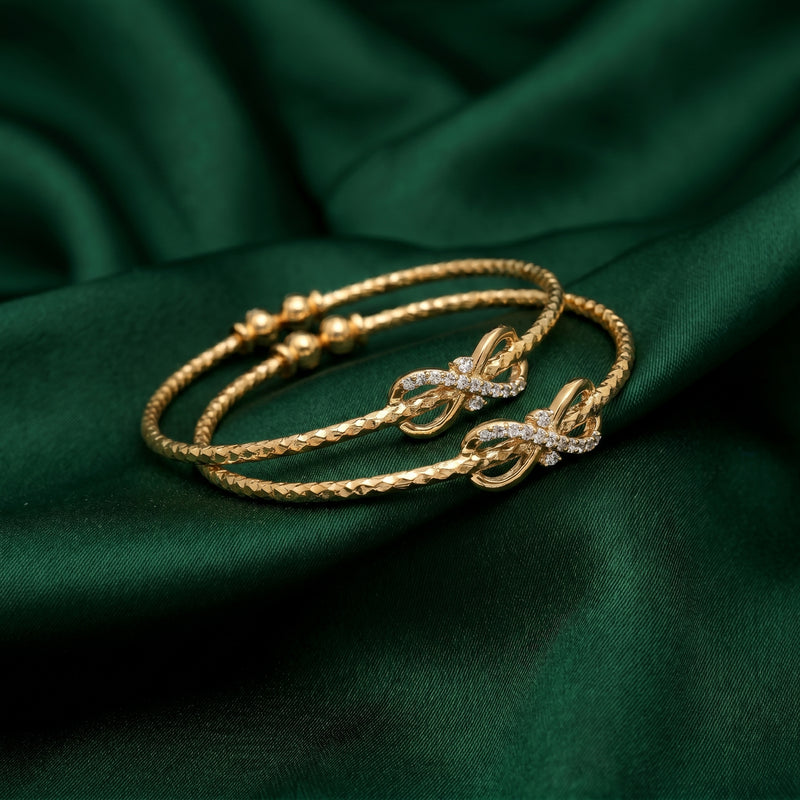 Adjustable Gold-Plated CZ Infinity Knot Bangle