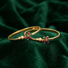 Premium Imitation Floral Ruby & Emerald Bangle