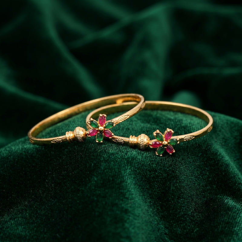 Premium Imitation Floral Ruby & Emerald Bangle