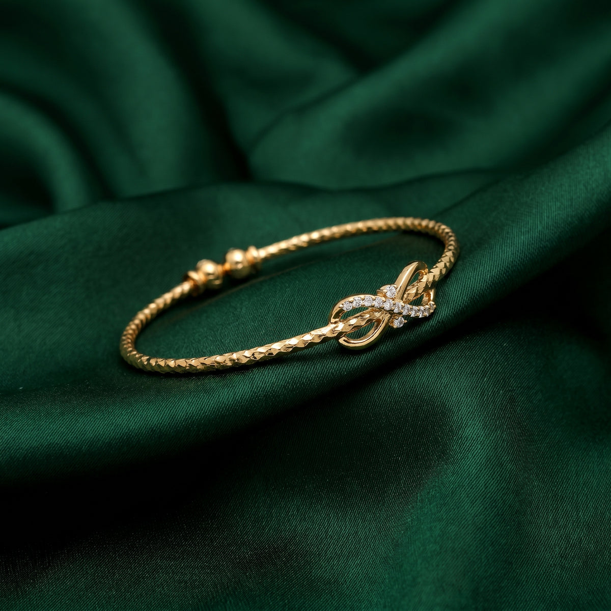Adjustable Gold-Plated CZ Infinity Knot Bangle