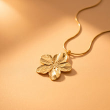 Bold Textured Gold Floral Statement Pendant on Snake Chain
