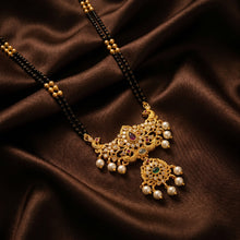 Antique Gold-Plated Double Chain Mangalsutra with Pearl Drops